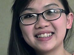 Cute Busty Asian Girlfriend Fngers In Glasses